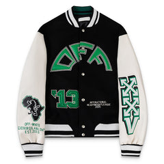 Off White Croco Lea Wool Varsity Jacket