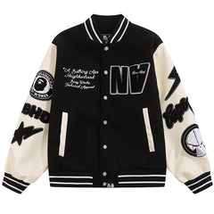 Leather Long Sleeve Baseball Jacket