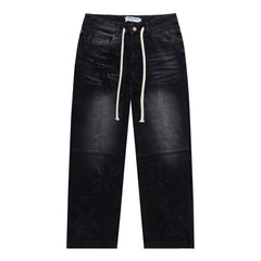 Embroidered Letter Jeans #8261