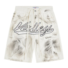Rhinestone Pattern Denim Shorts #V806
