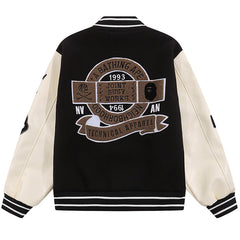 Leather Long Sleeve Baseball Jacket