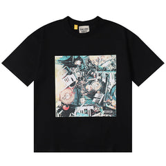 . Printed T-shirt Black / Apricot