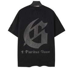 Rhinestone Letter Pattern T-shirt #G6225
