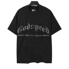 Rhinestone Letter Pattern T-shirt #G6225
