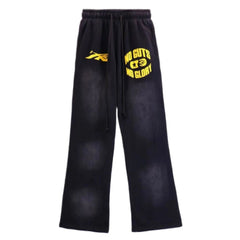 Logo Letter Print Pants Black