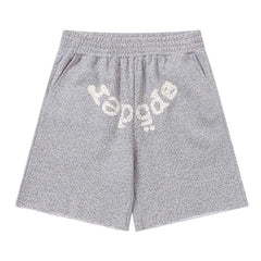 Letter Pattern Rhinestones Shorts #S234 Black