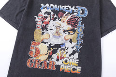 One Piece Luffy Vintage Finish Print T-Shirt