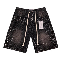 Rhinestone Denim Shorts #8703