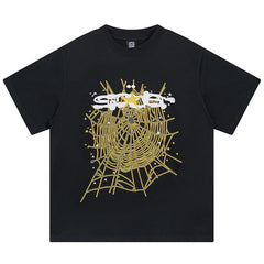 Web Print Gothic Punk T-Shirt Black