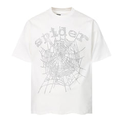 Rhinestone Letter Web T-shirt #S T014