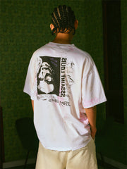 Pure Cotton Printed Tie Dyed Graffiti Ragged T-Shirt