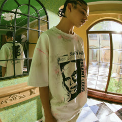 Pure Cotton Printed Tie Dyed Graffiti Ragged T-Shirt