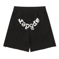 Letter Pattern Rhinestones Shorts #S234 Black