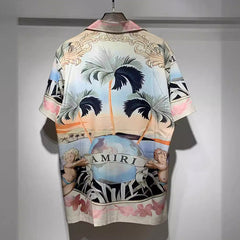 Convertible-Collar Printed Silk-Twill Shirt