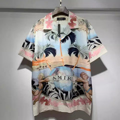 Convertible-Collar Printed Silk-Twill Shirt