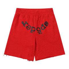 Letter Pattern Rhinestones Shorts #S234 Red