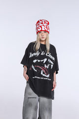"Mouth of the Abyss"pattern print T-Shirts