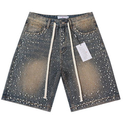Rhinestone Denim Shorts #8703
