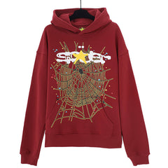 Web Print Gothic Punk Hoodie-Brown #144