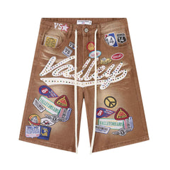 Rhinestone Pattern Denim Shorts #V808