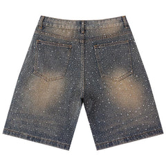 Rhinestone Denim Shorts #8703