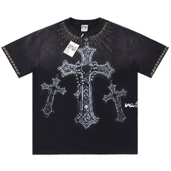 Letter Print Washed Distressed T-Shirt