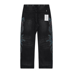 Rhinestone Pattern Jeans #V801