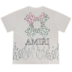 Letter Flame Print T-shirt #A2113