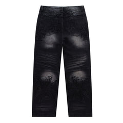Embroidered Letter Jeans #8261