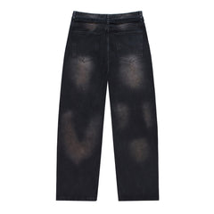 Embroidered Letter Pattern Jeans #V8272